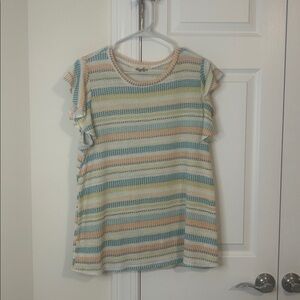 Haptics By Holly Harper Striped Short Sleeve Knit Top - Size L